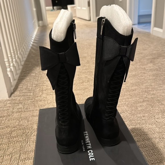 Girls black knee-high boots with bows - Picture 2 of 3